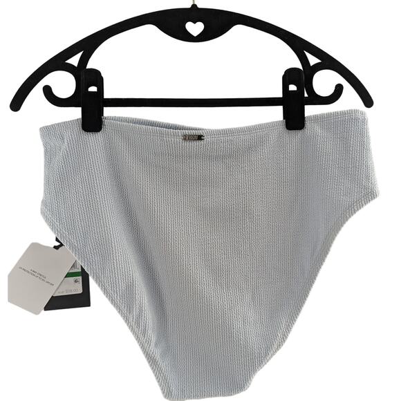 DKNY Swim Powder Blue Textured High Waist Bikini Bottoms Women’s Swimwear - Picture 5 of 12